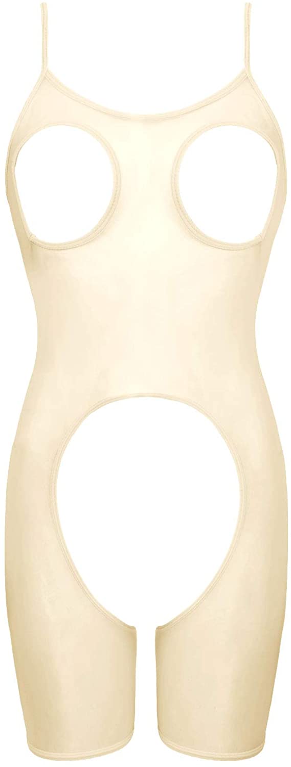 Price:$15.99 Women's Teddy Sexy Hollow Out Bodysuit See-Through Mesh Babydoll Sleepwear Apricot One Size: Clothing, Shoes & Jewelry