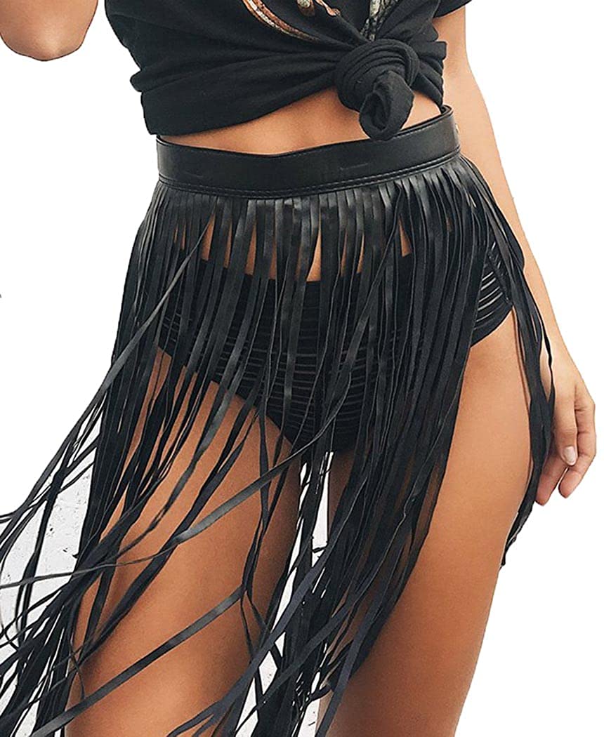 Price:$18.66 Sexy Leather Waist Belt Tassel Punk Harness Long Waist Cage for Women. at Amazon Women’s Clothing store