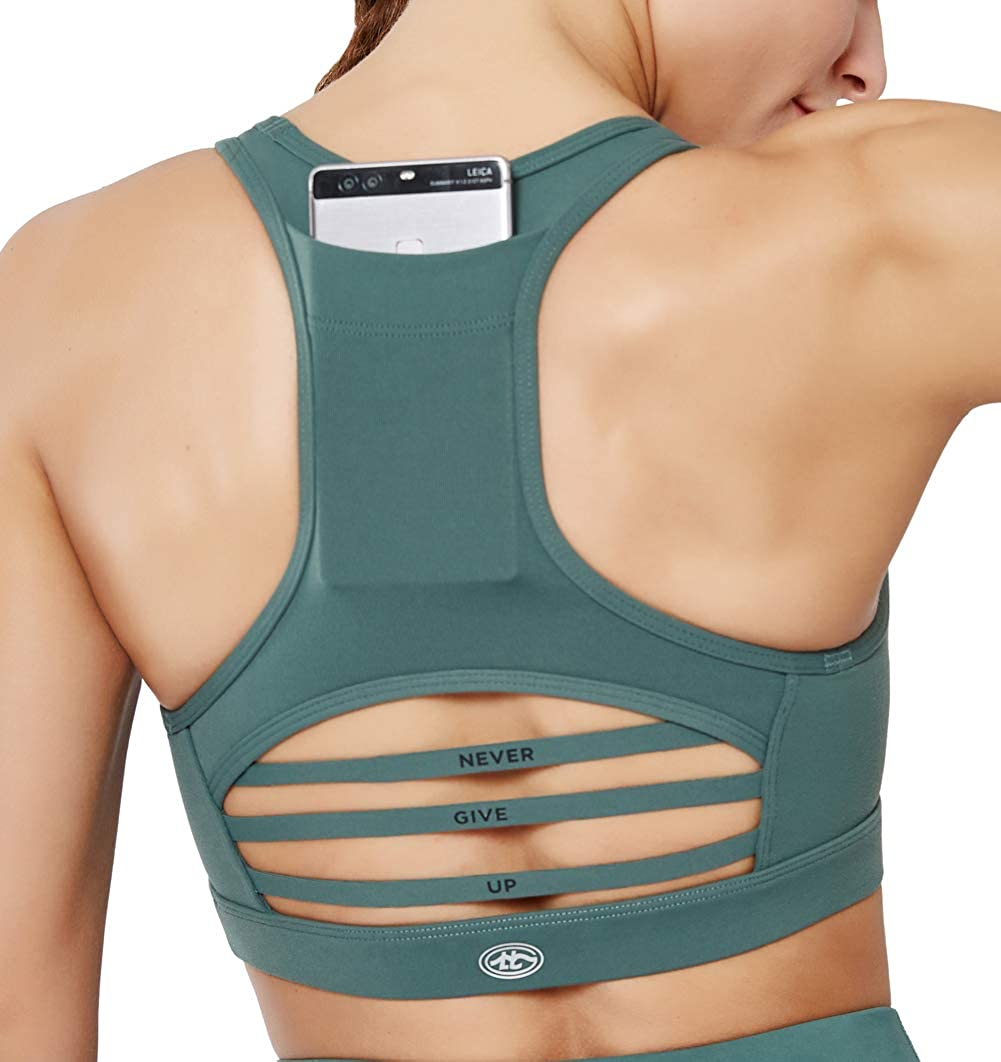 Price:$20.70 Women's Sport Bra with Pocket Racerback Sport Bra Yoga Running Gym Bra at Amazon Women’s Clothing store