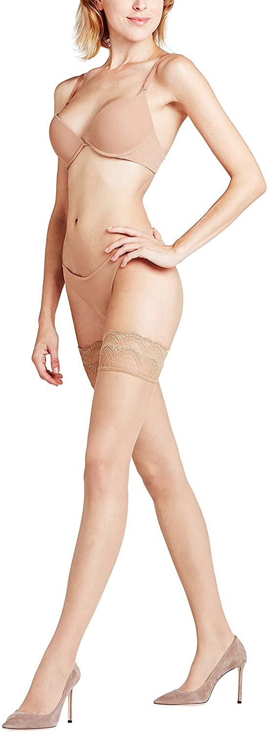 Price:$37.60 Womens Invisible Deluxe Stay Ups Ultra Sheer 8 Denier Beige Black 1 Pair at Amazon Women’s Clothing store