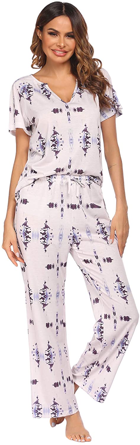 Price:$9.99 Women’s Pajamas Set Long Sleeve Sleepwear with Long Pants Soft Loungewear Sets V-neck Pjs Set with Pockets S-XXL at Amazon Women’s Clothing store