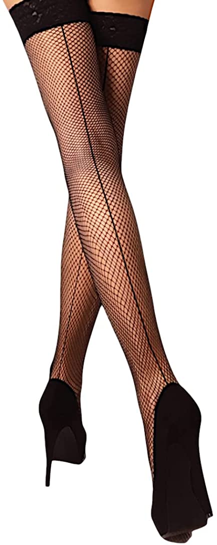 Price:$15.95 MARUTTI Fishnet Stay up Stockings Lace Silicone Top Thigh Highs at Amazon Women’s Clothing store