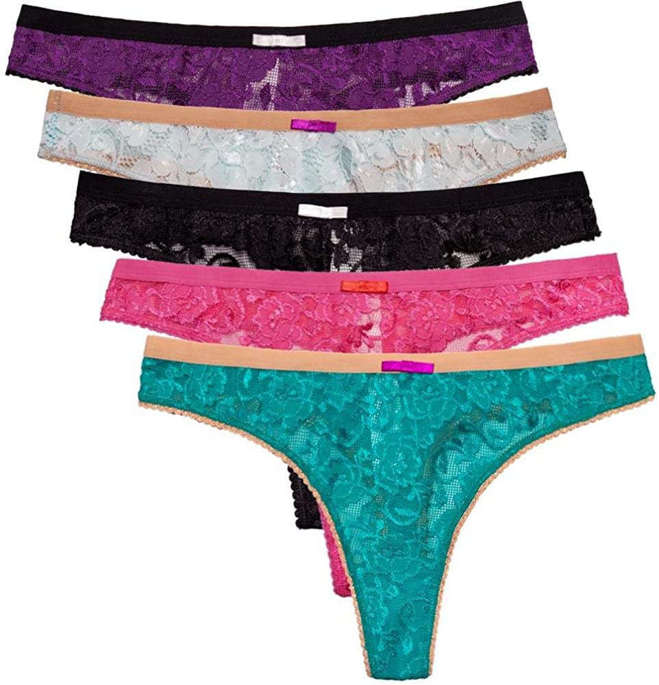 Price:$8.39 Lace Thongs for Women - 5 Pack Thong Underwear Lacy Panties : Clothing, Shoes & Jewelry