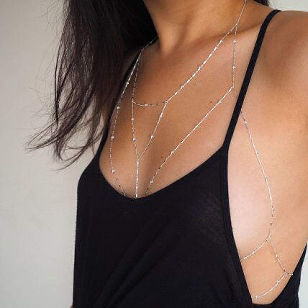 Price:$7.66 Body Chain Layered Silver Chain Jewelry Sexy Beach Bikini Chain Fashion for Women : Clothing, Shoes & Jewelry