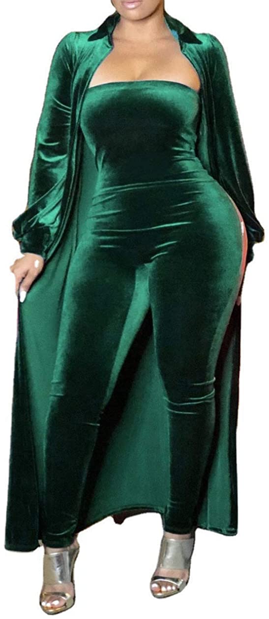 Price:$49.99 Womens Sexy Velvet 2 Piece Outfits Long Sleeve Cardigan Tube Off Shoulder Bodycon Party Jumpsuits Set Clubwear : Clothing, Shoes & Jewelry