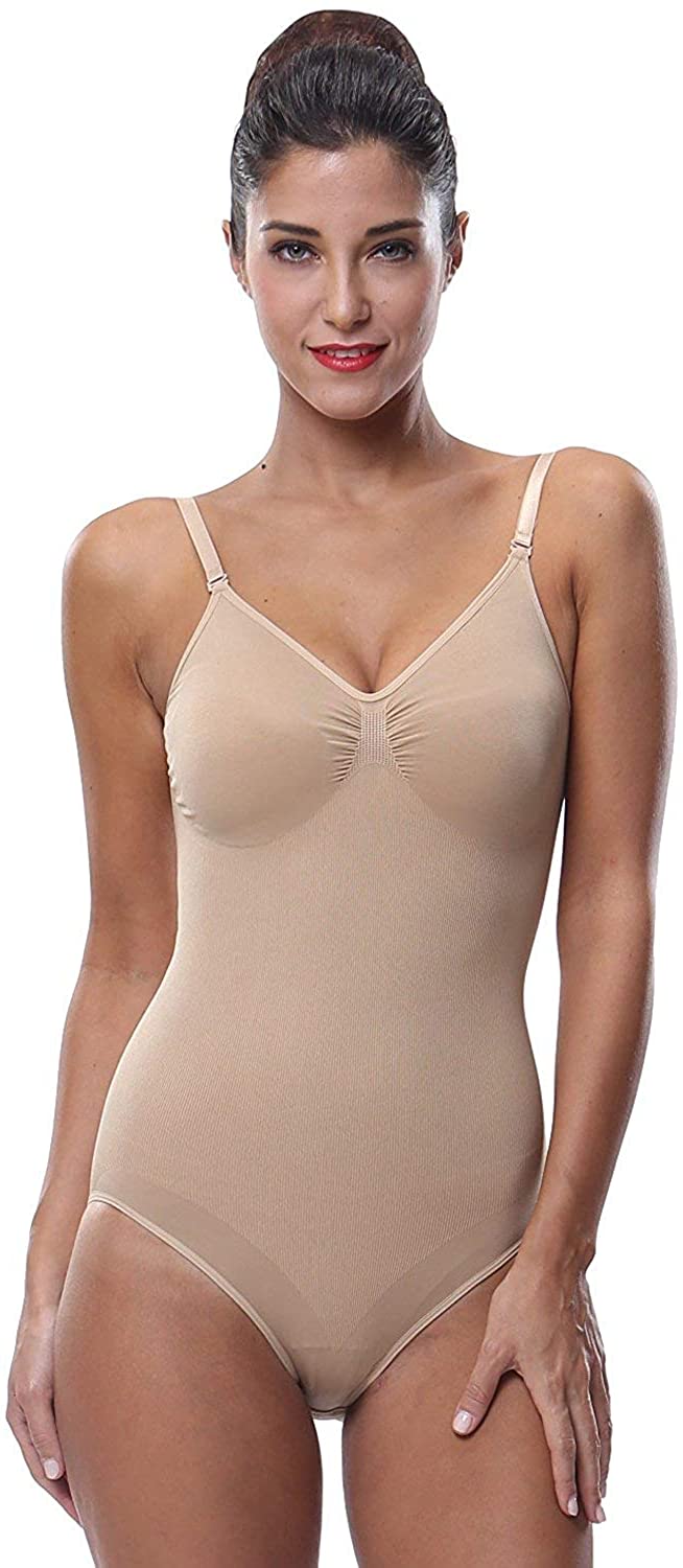 Price:$14.98 Waist Trainer Shapewear Slim Women Body Shaper Camisole Sexy Thong Bodysuit Tummy Control Jumpsuit Tops at Amazon Women’s Clothing store