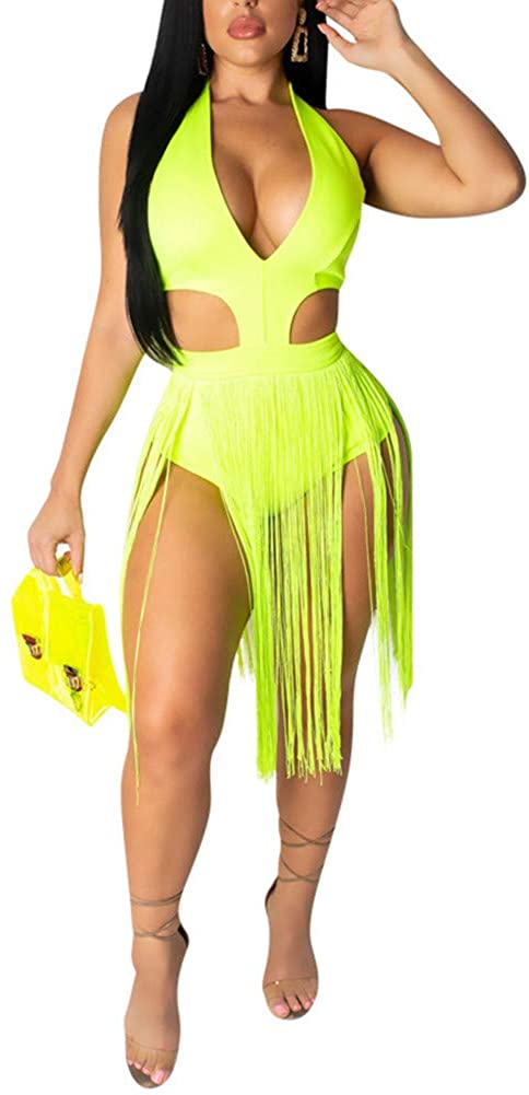 Price:$18.99 Women's Halter Sexy V Neck Bandage Bodysuits Romper Jumpsuits One Piece Swimsuits : Sports & Outdoors