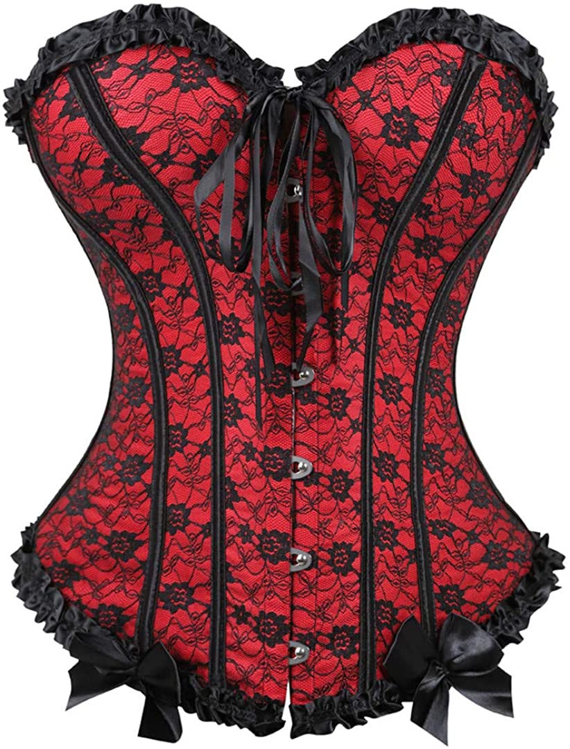 Price:$16.99 for Women Plus Size Corset Overbust Waist Cincher Bustier Lace Up Corset Top: Clothing, Shoes & Jewelry