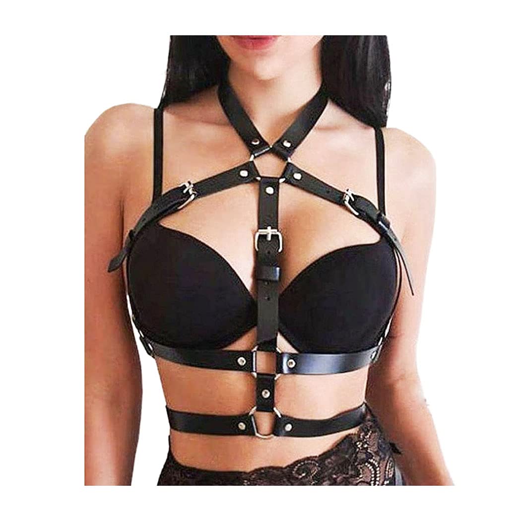 Price:$14.44 Punk Leather Body Chain Black Chest Chain Ring Bra Harness Rave Party Nightclub Jewelry Accessories for Women and Girls : Clothing, Shoes & Jewelry