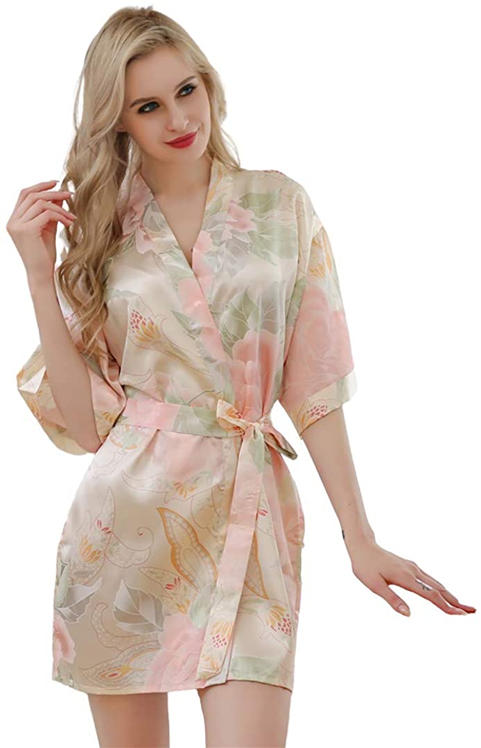 Price:$9.99 Floral Kimono Robes for Women Nightwear Short Sexy Women's Bathrobe Sleepwear Home Dressing Gown at Amazon Women’s Clothing store