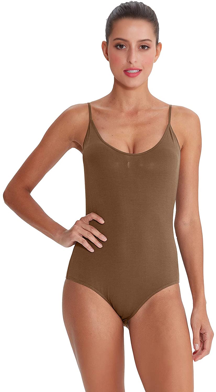 Price:$11.99 Women Adjustable Strap Bodysuit Sexy Scoop Neck Backless Leotard Jumpsuit Tank Tops at Amazon Women’s Clothing store