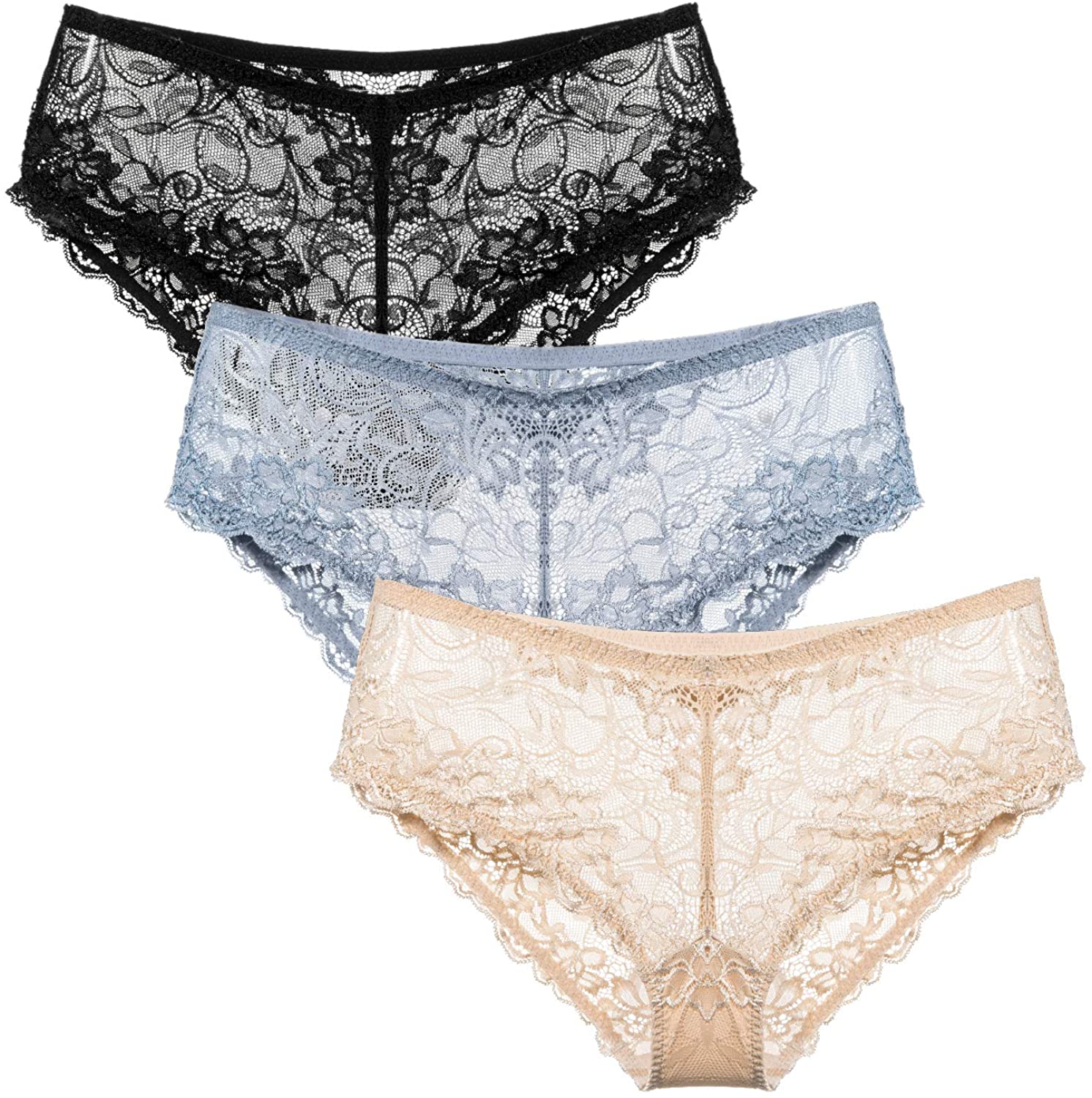 Price:$19.99 Women's Lace Underwear Hipster Comfort Breathable Sexy Ladies Panties Briefs at Amazon Women’s Clothing store