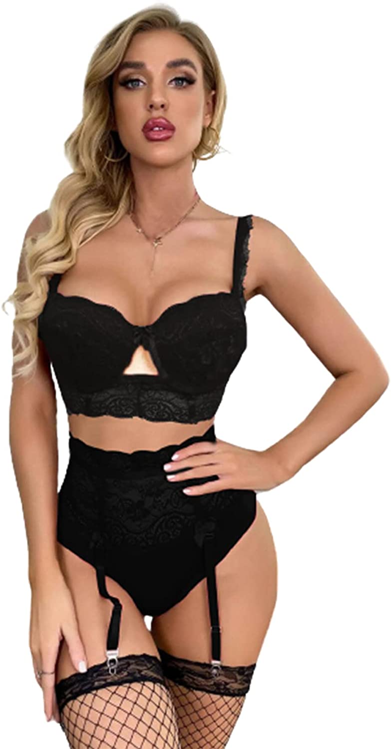 Price:$15.99 Sexy Bra and Panty Sets for Women High Wasited 3 Pieces Babdyoll Outfits : Clothing, Shoes & Jewelry