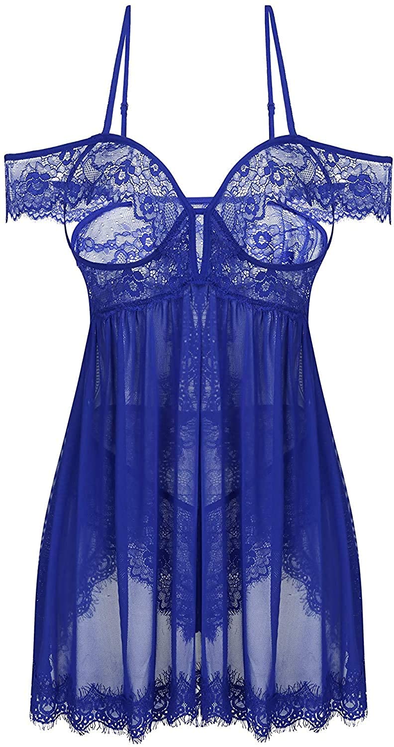 Price:$13.99 Sexy Babydoll Underwear Set Women Lingeries Lace Babydoll V Neck Strapless Sleepwear Nightwear Bodysuit Dress : Clothing, Shoes & Jewelry