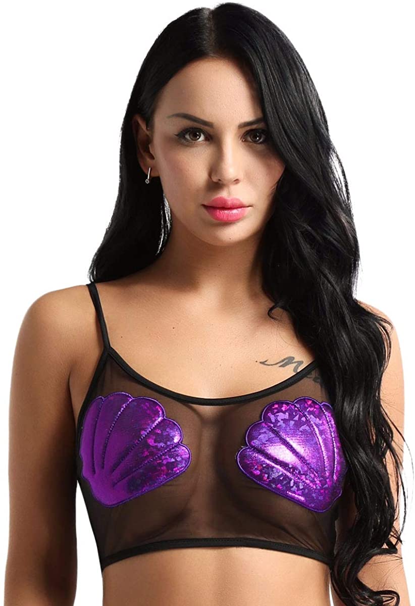 Price:$9.49 Sexy Women's Mermaid Seashell Bralette Rave Crop Tops Bikini Bra Tops: Clothing, Shoes & Jewelry