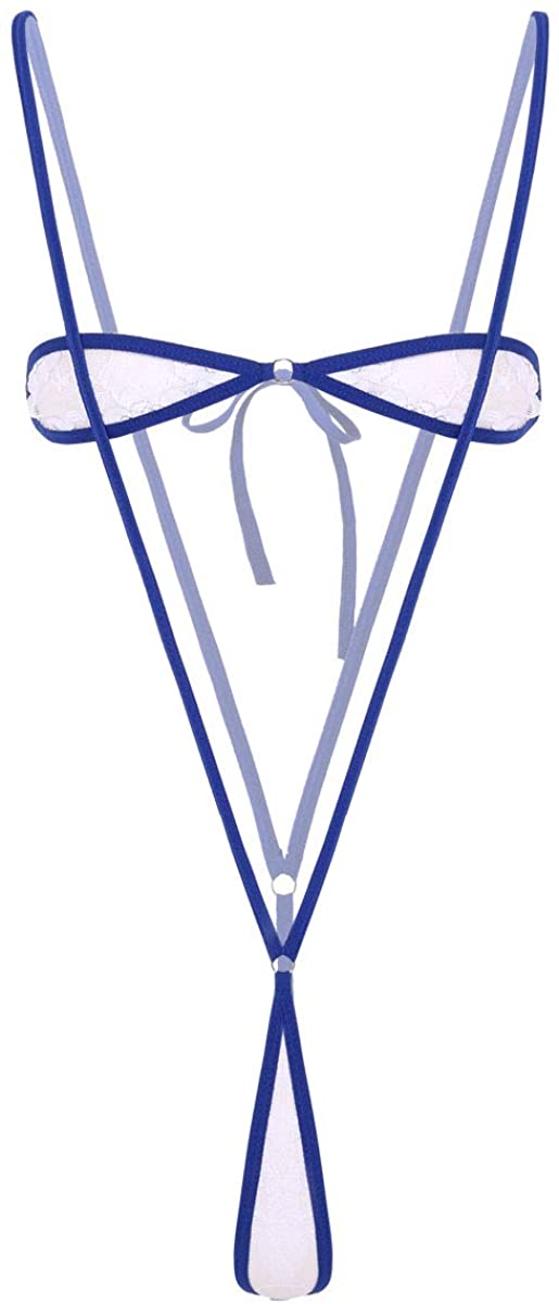 Price:$15.99 Women's Sexy Micro Bikini Set Bandeau Bra Mini Slingshot Thong Lingerie Set Swimsuit Royal Blue One Size: Clothing, Shoes & Jewelry
