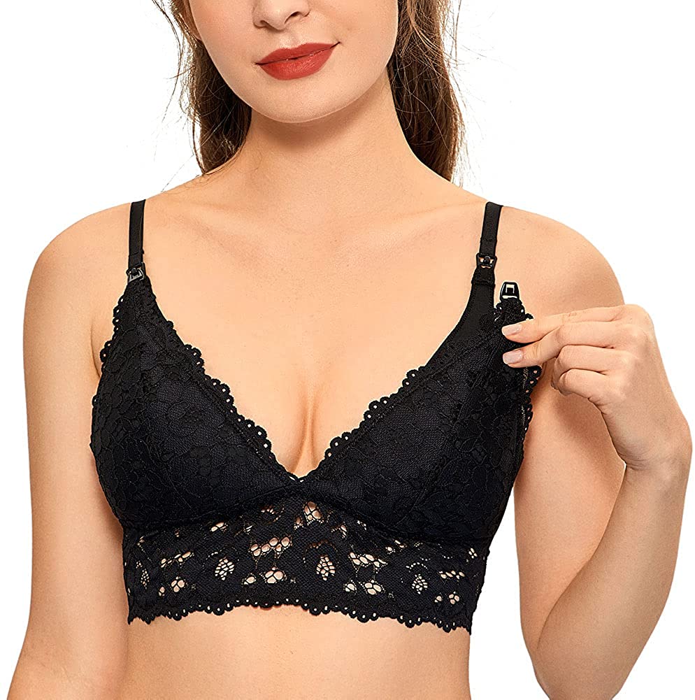 Price:$23.99 Women's Lace Nursing Bra Wirefree Padded Breastfeeding Maternity Bralette Cute at Amazon Women’s Clothing store