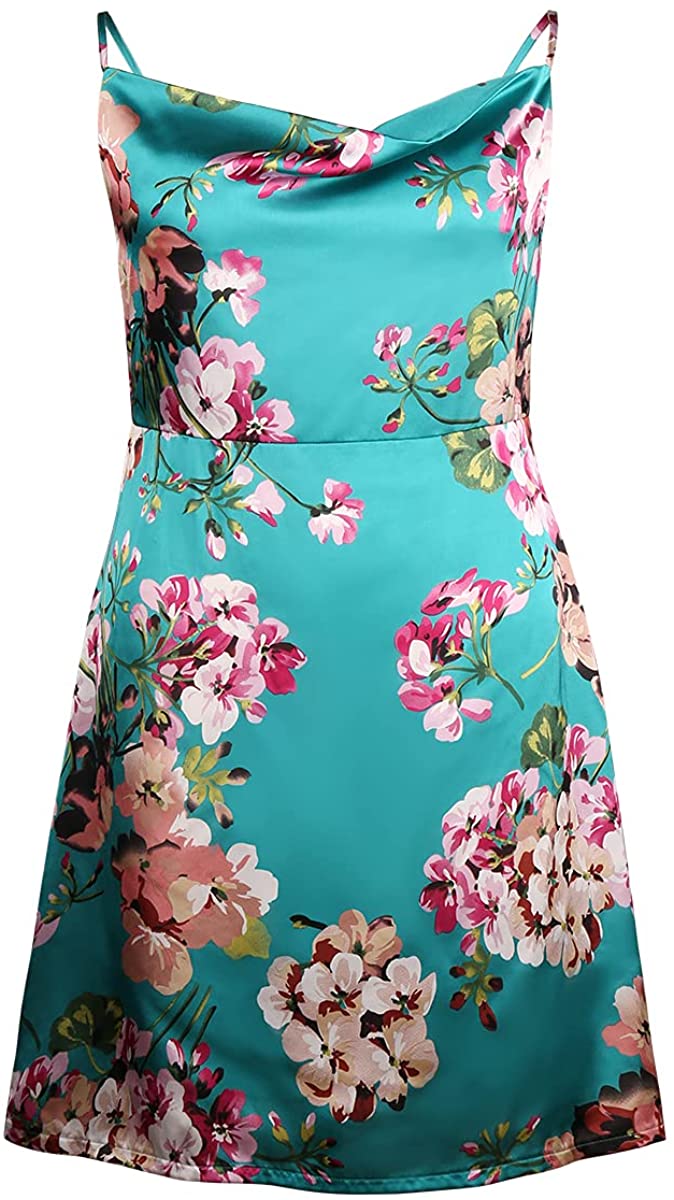 Price:$18.99 Satin Mini Dress Sexy Spaghetti Strap Tank Backless Dresses for Women : Clothing, Shoes & Jewelry