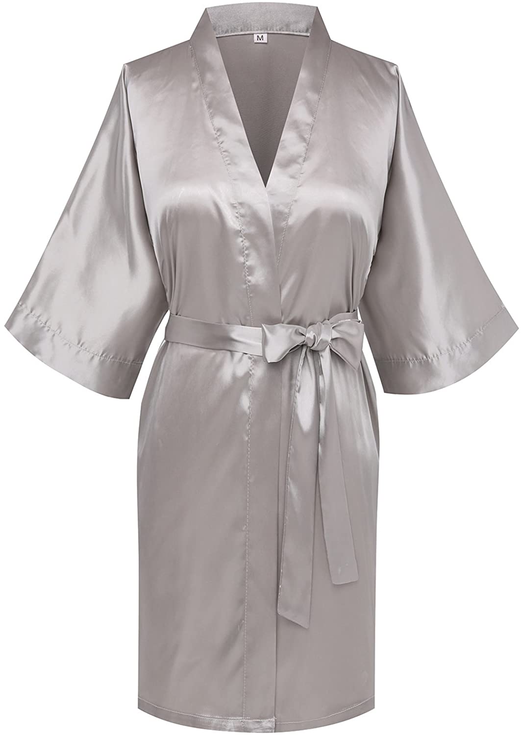 Price:$8.99 Women‘s Short Silk Kimono Robes Nightgown Satin Bathrobe Wedding Party Robe at Amazon Women’s Clothing store