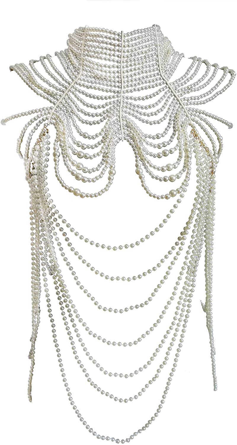 Price:$39.99 Pearl Body Chain Bra, Fashion Shoulder Necklaces Bra, Chain Body Jewelry, Adjustable Size Pearl Shoulder Chains for Women Girls Lady : Clothing, Shoes & Jewelry