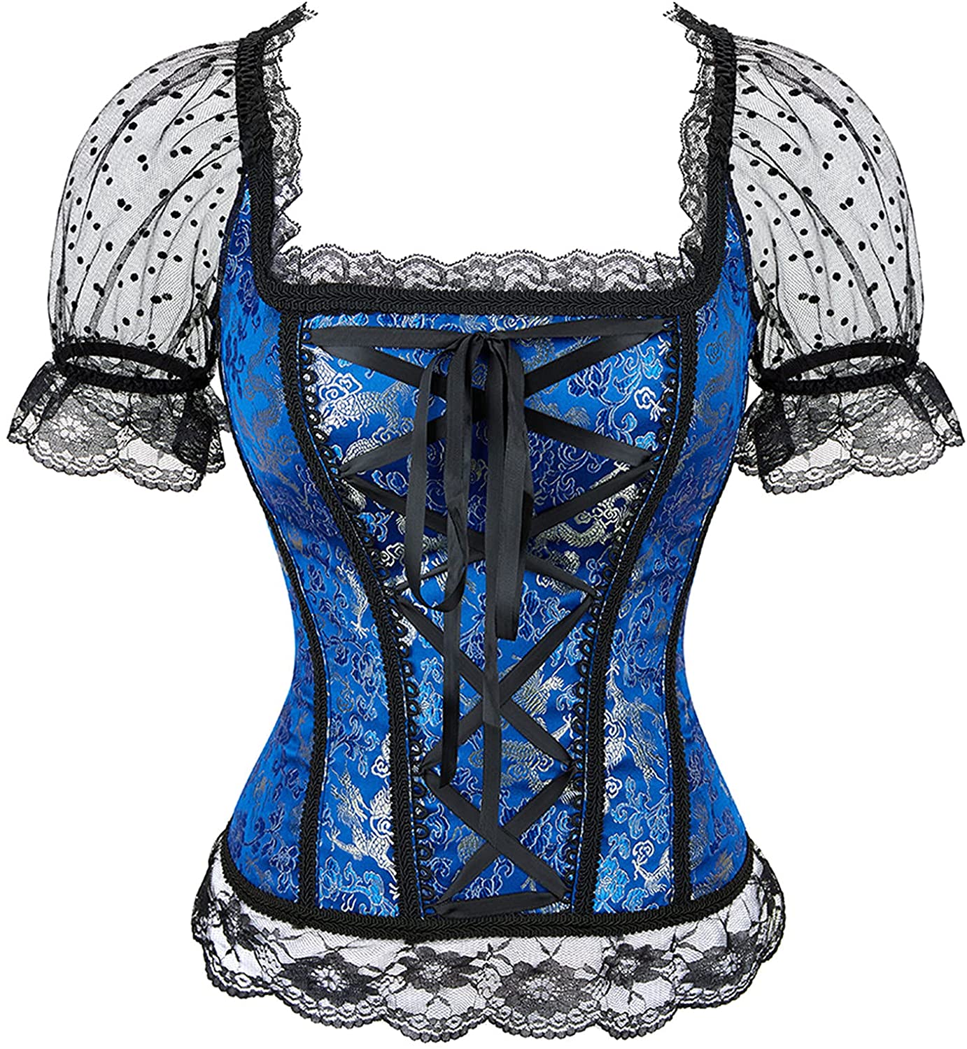 Price:$19.99 Princess Renaissance Corset Lace Ruched Sleeves Elegant Overbust Top: Clothing, Shoes & Jewelry