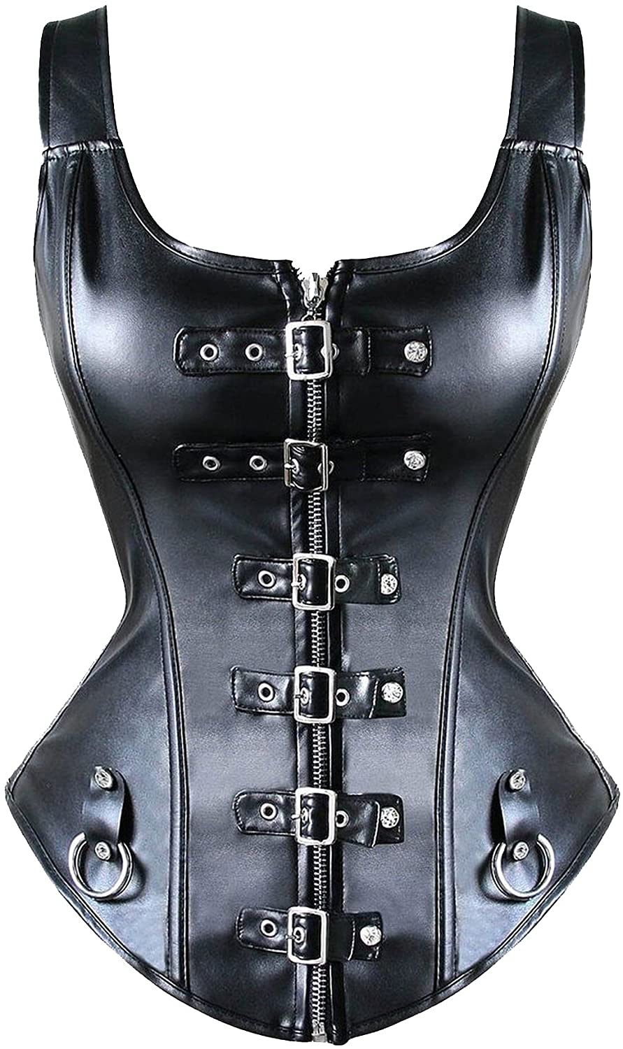 Price:$24.59 MOLY Steampunk Rock Faux Leather Buckle-up Corset Bustier with Zipper Basque Top Christmas Costume: Clothing, Shoes & Jewelry