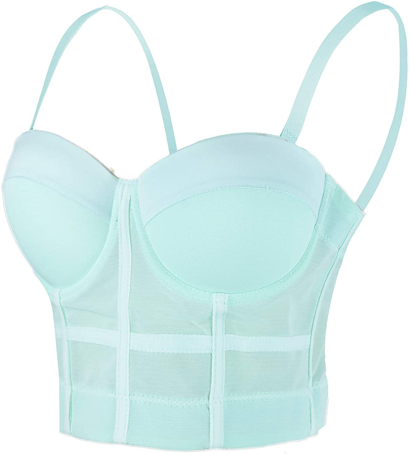 Price:$26.99 Women's Mesh Bustier Crop Top Push Up Corset Tops Bra Black: Clothing, Shoes & Jewelry