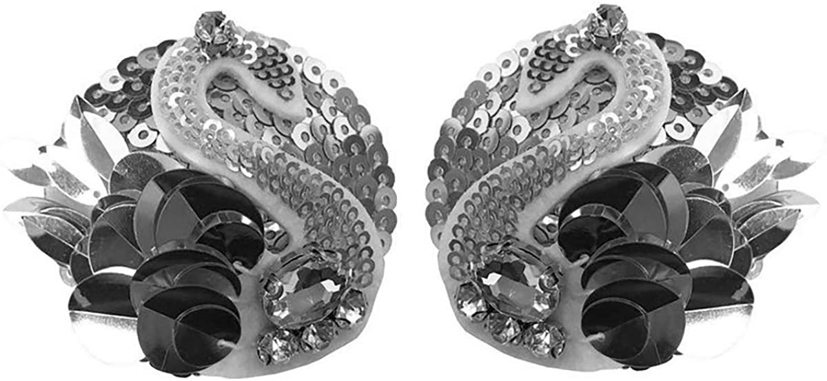 Price:$10.54 Rhinestone Swan Reusable Silicone Pasties Shiny Sequins Nipple covers Sexy Bra Honeymoon Wedding for Women Ladies at Amazon Women’s Clothing store