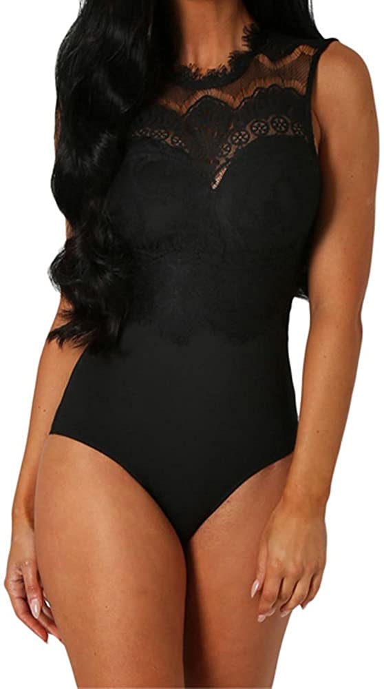 Price:$10.99 Women Sleeveless Lace Crochet Bodysuit Lingerie Body Suit Tops at Amazon Women’s Clothing store