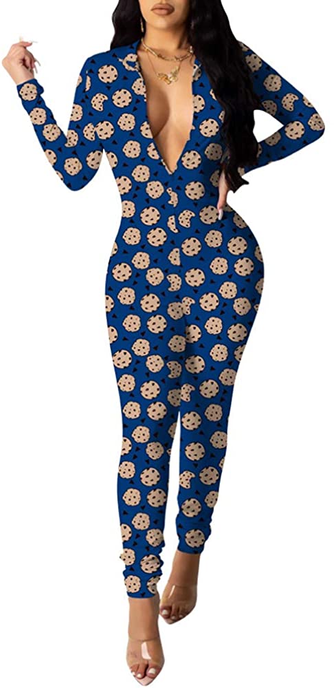 Price:$29.99 Women's Sexy Deep V Neck Long Sleeve Bodycon Club Jumpsuits Romper One Piece Bodysuit : Clothing, Shoes & Jewelry