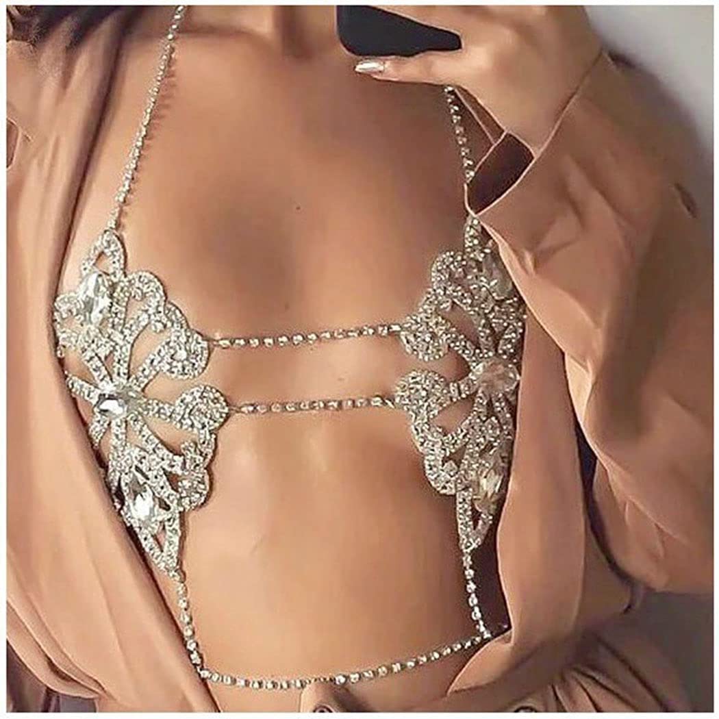 Price:$21.66 Rhinestone Sexy Bra Chains Shiny Crystal Tassel Underwear Necklace Chains Summer Beach Bikini Nightclub Chain Body Accessories Jewelry for Women and Girls (Style-2) : Beauty & Personal Care
