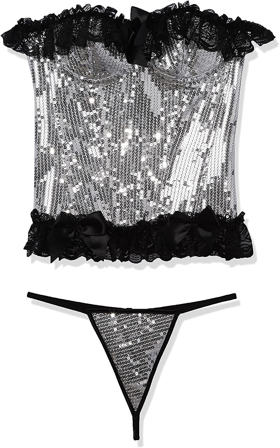 Price:$54.34 corsets Women's Sequin Pin-up Burlesque Corset : Clothing, Shoes & Jewelry