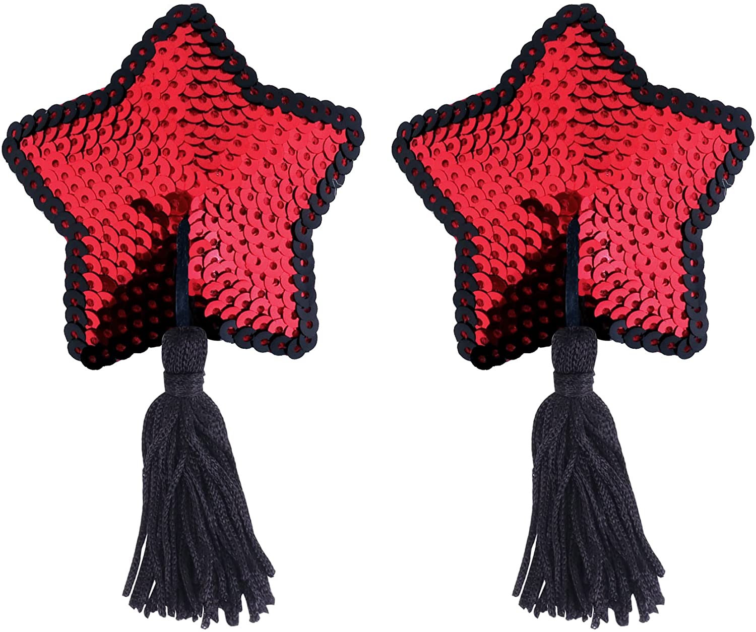 Price:$8.99 Nipple Tassels - Nipple Covers Reusable Silicone Nipple Cover Stickers Shiny Sequin Star-Shaped Breast Petals Red at Amazon Women’s Clothing store