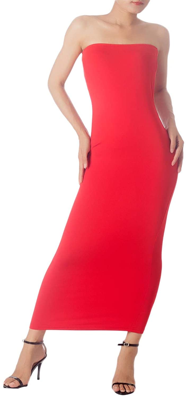 Price:$17.76 Women's Casual Sleeveless Stretch Tube Pencil Bodycon Long Strapless Dress : Clothing, Shoes & Jewelry