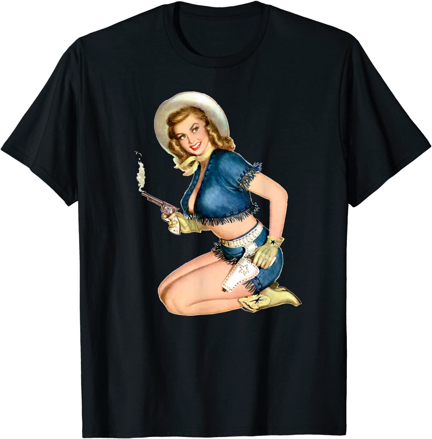 Price:$17.85 Pin-up Girl Cowgirl Hat - 40's 50's Pin Up Girl Art T-Shirt : Clothing, Shoes & Jewelry