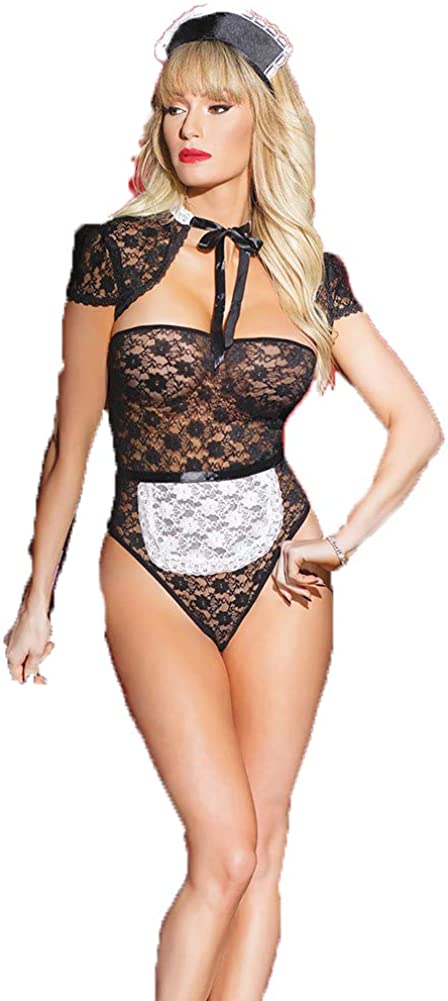 Price:$14.98 Women's Sexy Lingerie Lace Chemise Maid Lingerie Set (4410): Clothing, Shoes & Jewelry