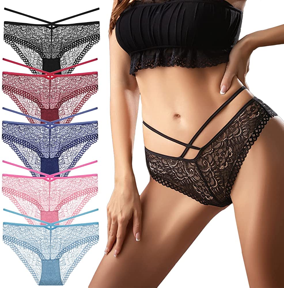 Price:$28.99 Bikini Lace Panties for Women’s Underwear Seamless See Through Ladies Briefs 5-PACK Stretch Breathable Underpants : Clothing, Shoes & Jewelry