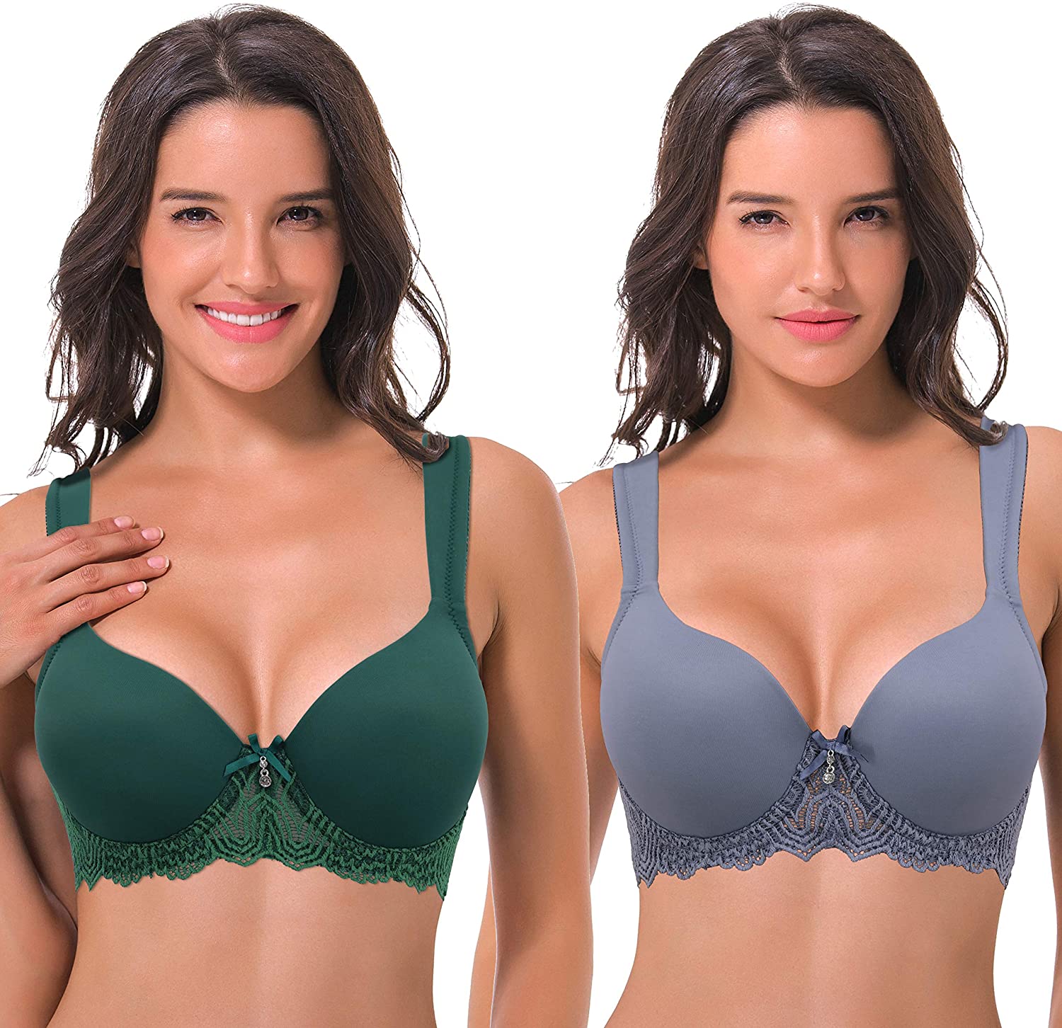 Price:$33.99 Muse Women's Lightly Padded Underwire Lace Bra with Padded Shoulder Straps at Amazon Women’s Clothing store