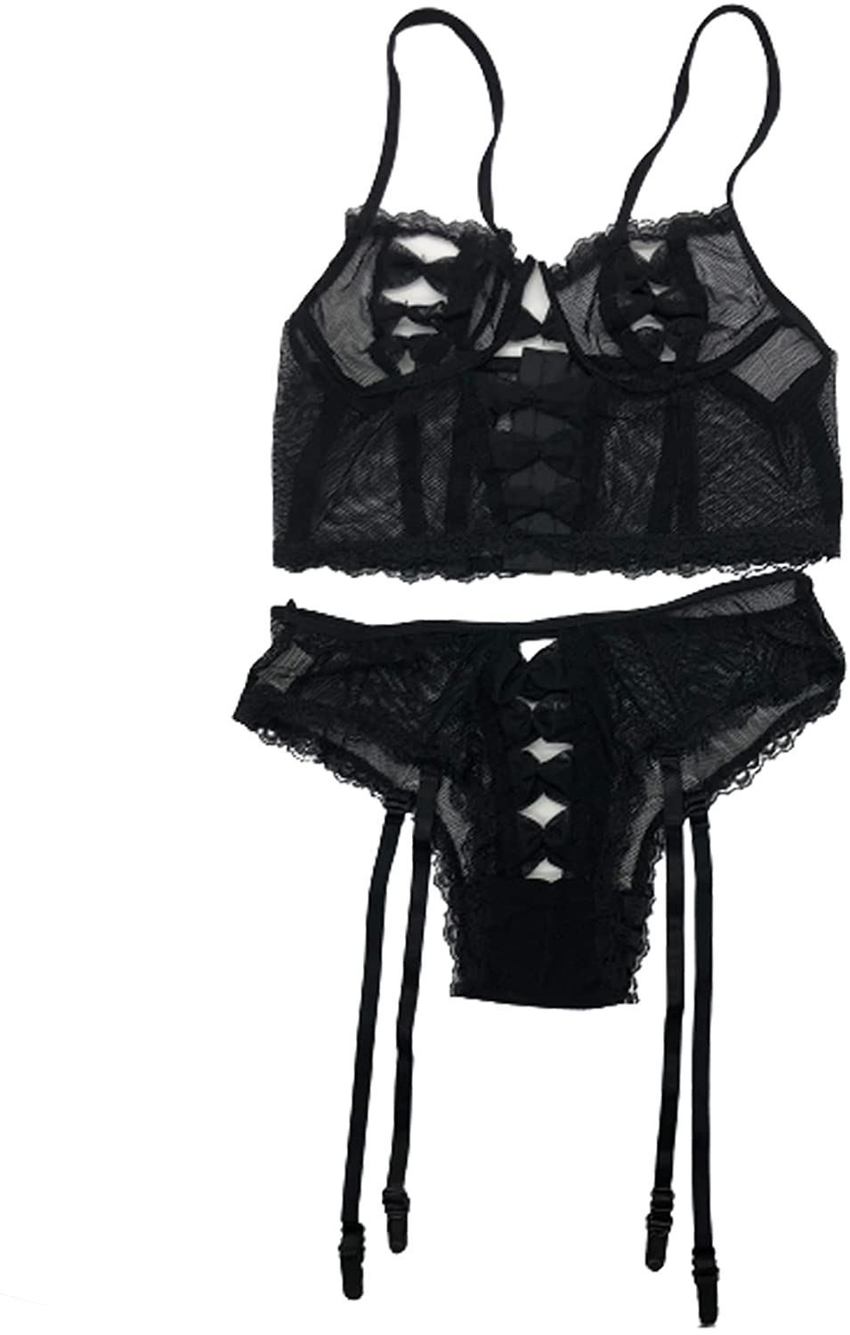 Price:$19.99 Womens 2PC Cut Out Mesh Lingerie Set Sexy See Through Stretchy Babdyoll Outfits Black one-Size: Clothing, Shoes & Jewelry