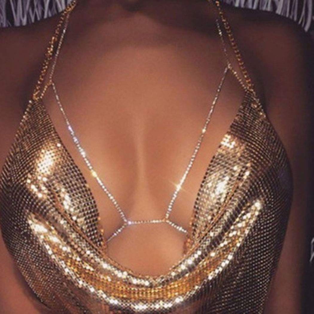 Price:$9.66 Sexy Body Chain Bra Rhinestone Chain Bikini Body Chains Harness Boho Body Accessories Beach Body Chain Jewelry for Women and Girls(Silver) : Clothing, Shoes & Jewelry