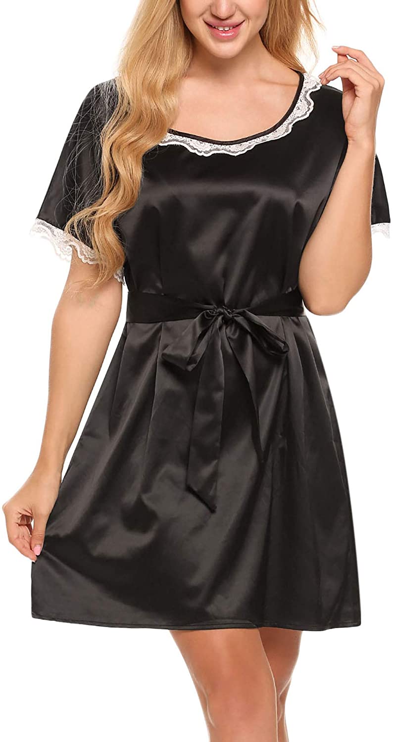 Price:$9.99 Women's Satin Plain Short Kimono Robe Bathrobe S-XXL at Amazon Women’s Clothing store