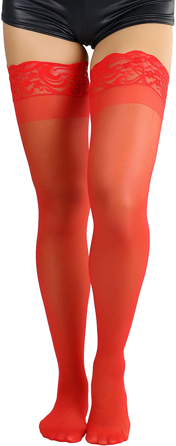 Price:$13.95 Women's Stay Up Top Spandex Stockings With Lace Top at Amazon Women’s Clothing store