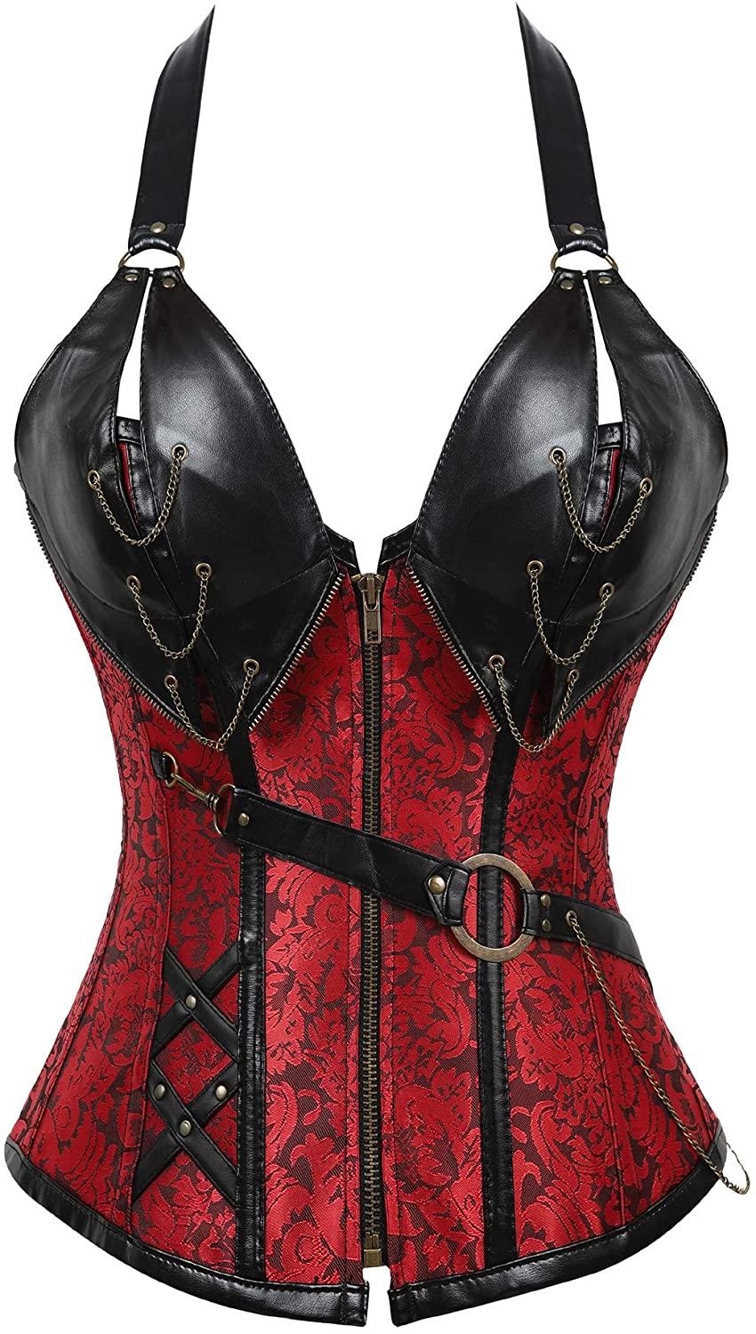 Price:$19.99 Women's Sexy Steampunk Boned Overbust Halter Corset Top Bustier Plus Sizes: Clothing, Shoes & Jewelry