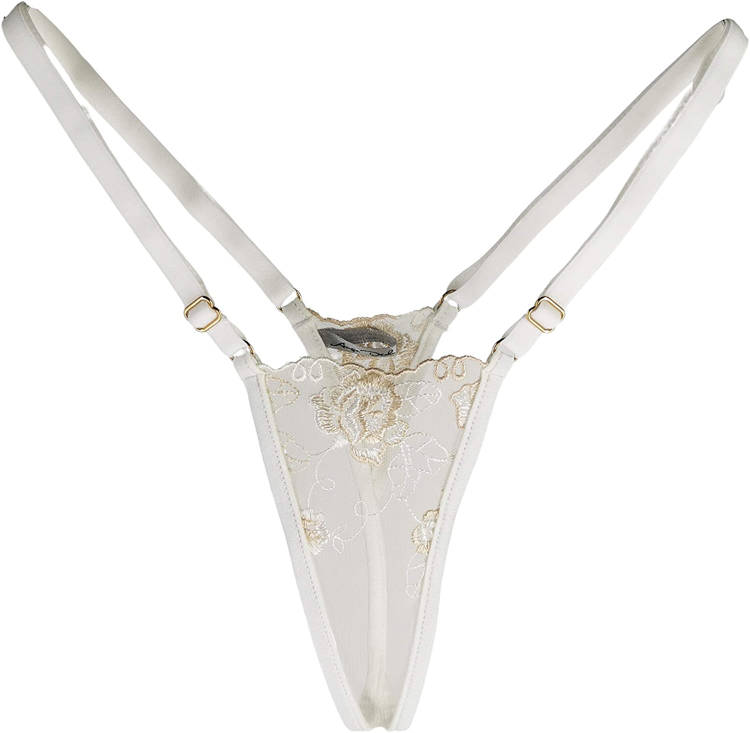 Price:$33.00 DÉCHU sheer lingerie panties thong g string sexy gift for her see through lingerie (WHITE AND GOLD, LARGE) : Clothing, Shoes & Jewelry
