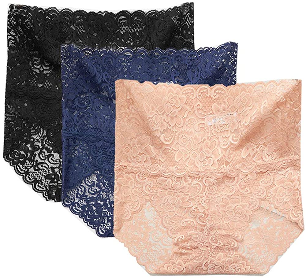 Price:$15.99 Lace Underwear High Waist Sexy Hipster Panties Hot Sheer Briefs Tummy Control Hipster Knickers 3 PCS at Amazon Women’s Clothing store