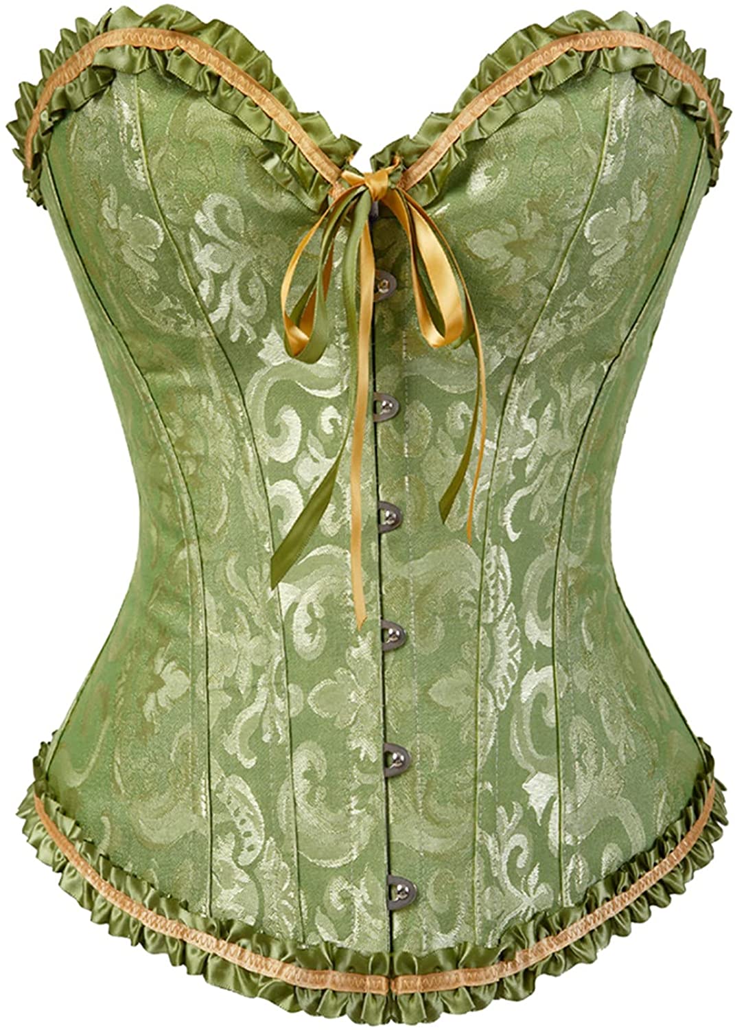 Price:$15.99 Lacing Corset Top Plus Size Satin Floral Boned Overbust Bustier Lingerie: Clothing, Shoes & Jewelry