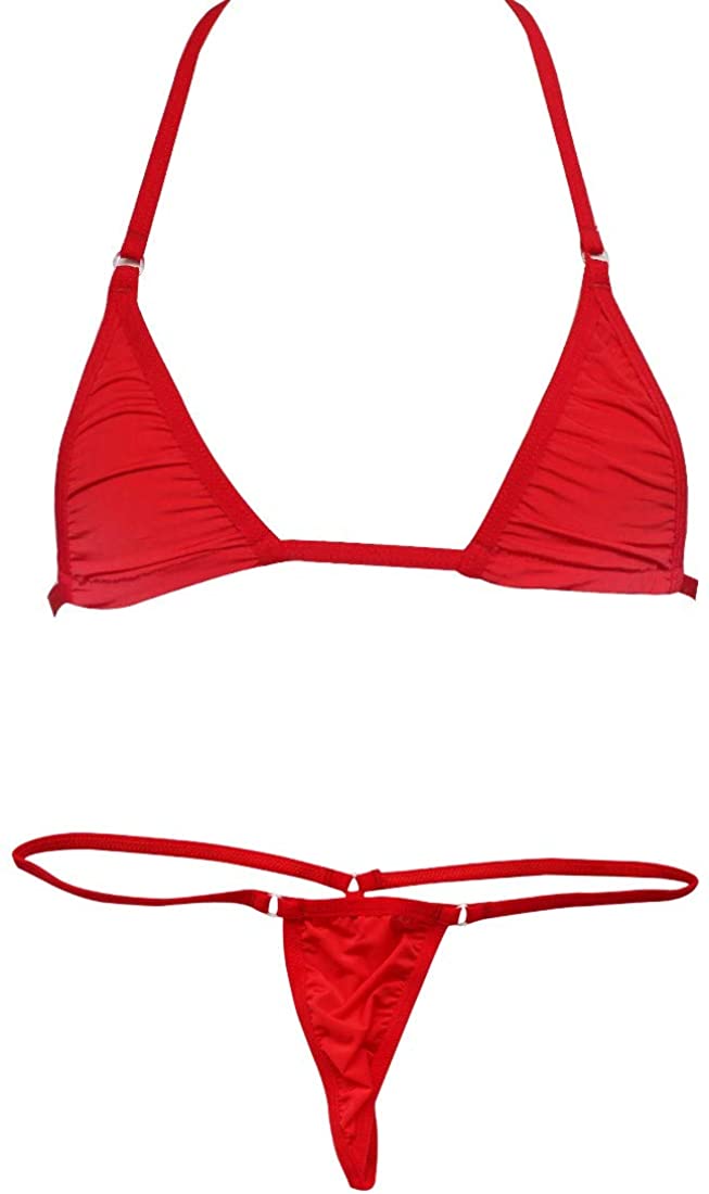 Price:$11.54 Womenâ€s Extreme Bikini Halterneck Top and Tie Sides Micro Thong Sets Red One Size: Clothing, Shoes & Jewelry