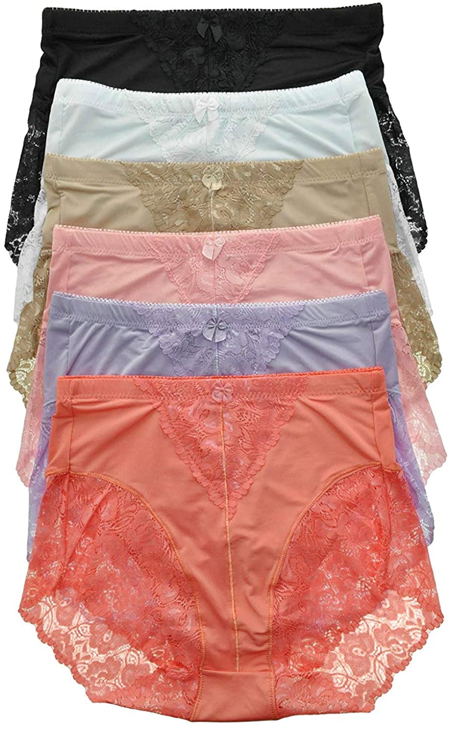 Price:$19.95 Women's 6 Pack High Rise Exquisite Lace Leg Opening Design Briefs at Amazon Women’s Clothing store