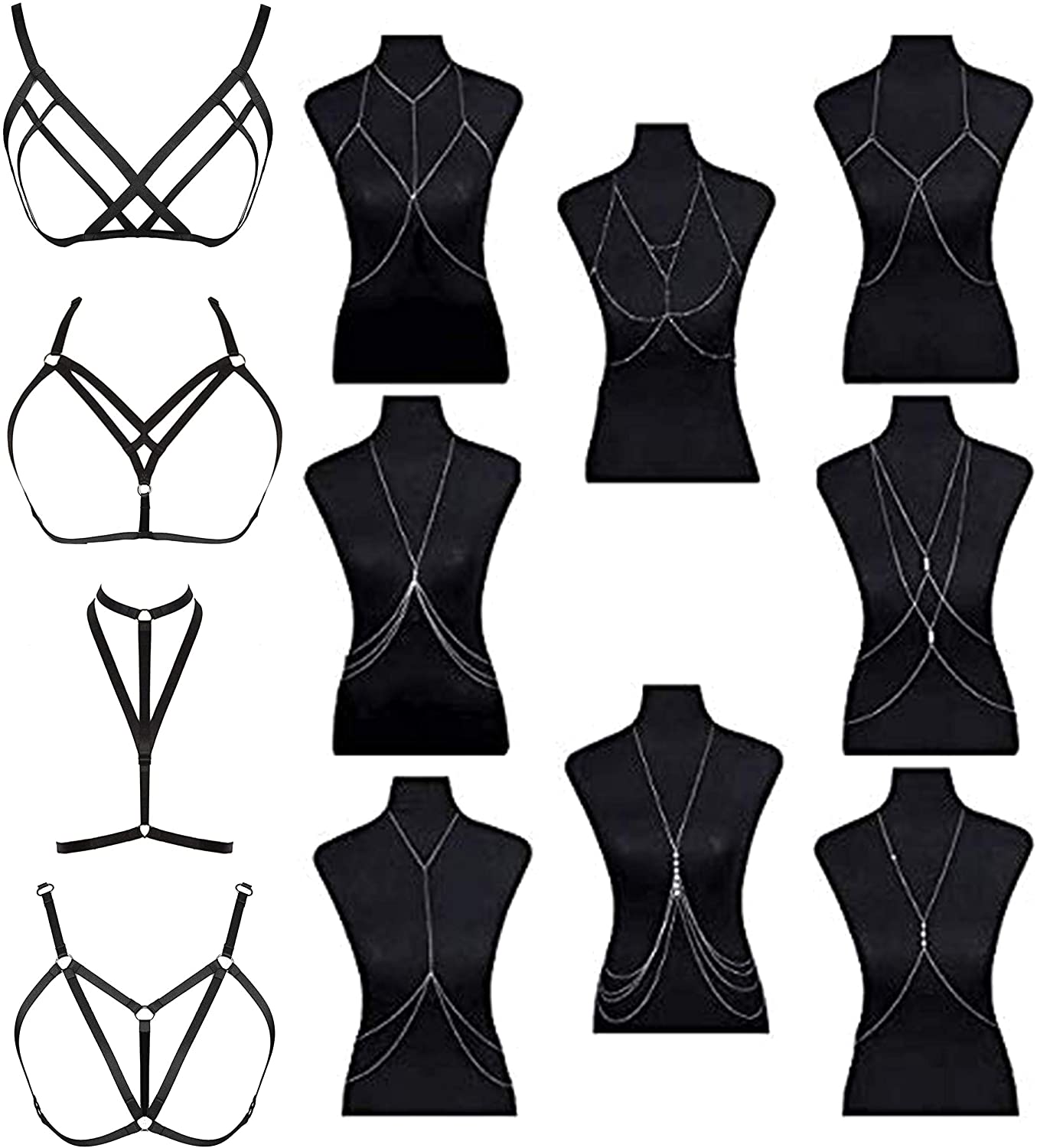 Price:$32.96 STEEL Womens Strappy Cage Bra Sexy Bra Harness for Women Body Chain Jewelry for Women Bikini Belly Chain Necklace : Clothing, Shoes & Jewelry