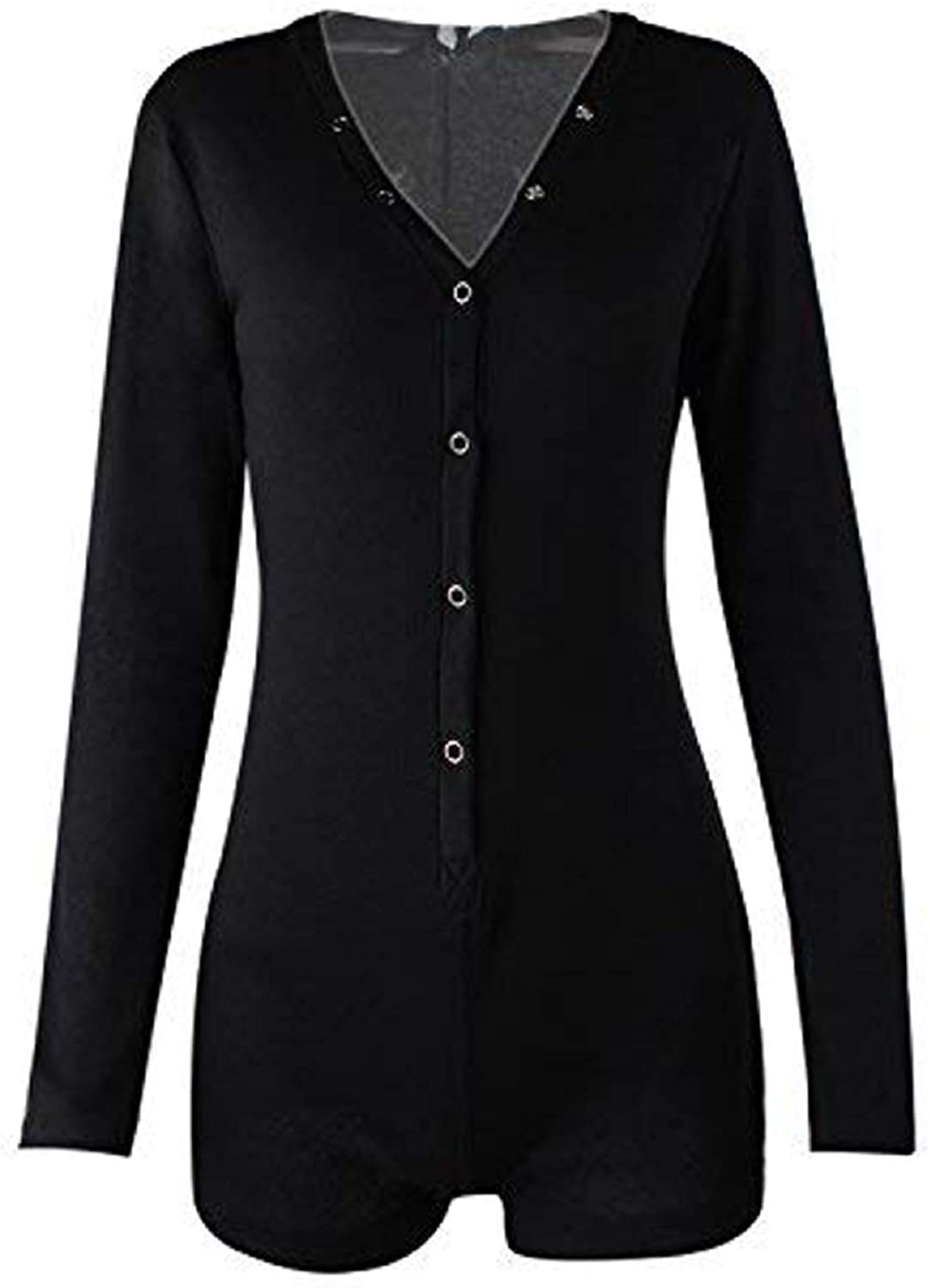 Price:$17.99 Women's Onesie Pajamas Deep V Neck Long Sleeve Short Romper Pajamas Knitted One Piece Bodysuit Bodycon Rompers Overall : Clothing, Shoes & Jewelry